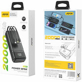 ASPOR A316 20000MAH 22.5W HIGH SPEED BUILT IN CABLE FAST CHARGING POWER BANK BLACK